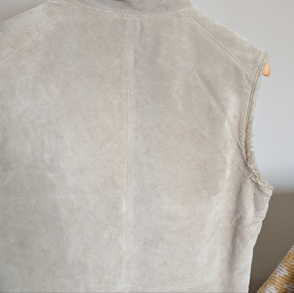 Vintage Esprit Suede Leather Cream Button Down Vest Women's XL - Picture 7 of 11